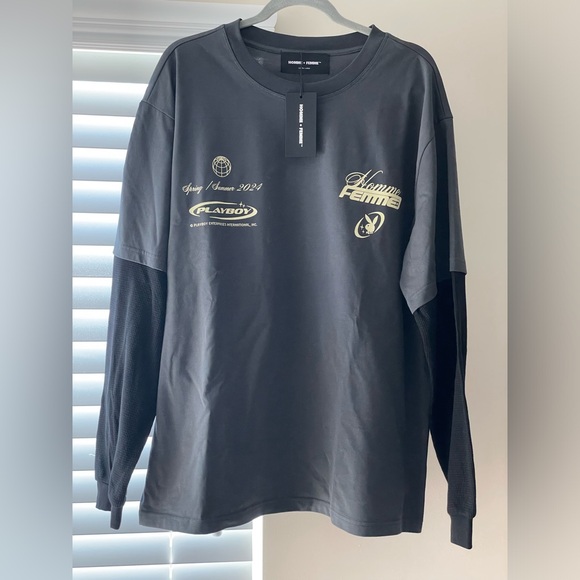 HOMME + FEMME x PLAYBOY Collab Size XL Layered Look Tee - Picture 2 of 6